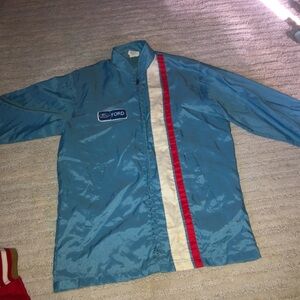 Ford Blue Bomber Jacket with Red and White Stripe